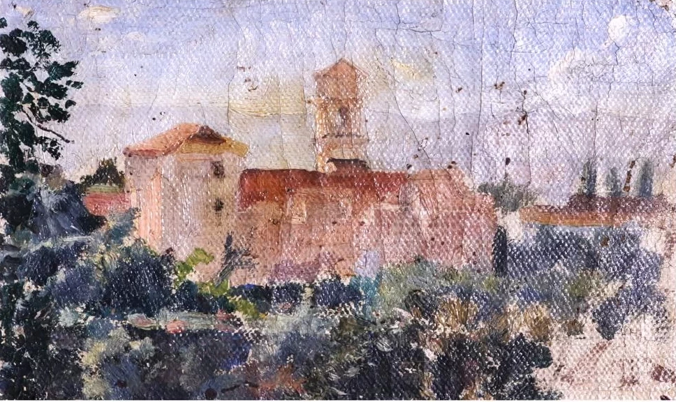 Paesaggio con campanile